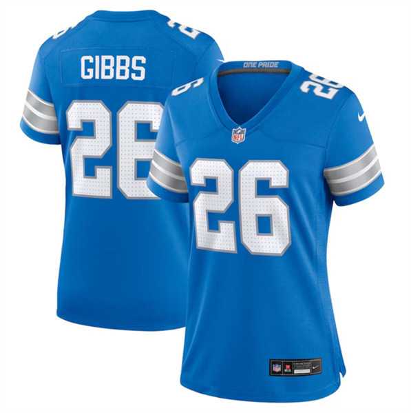 Womens Detroit Lions #26 Jahmyr Gibbs Blue Stitched Jersey Dzhi